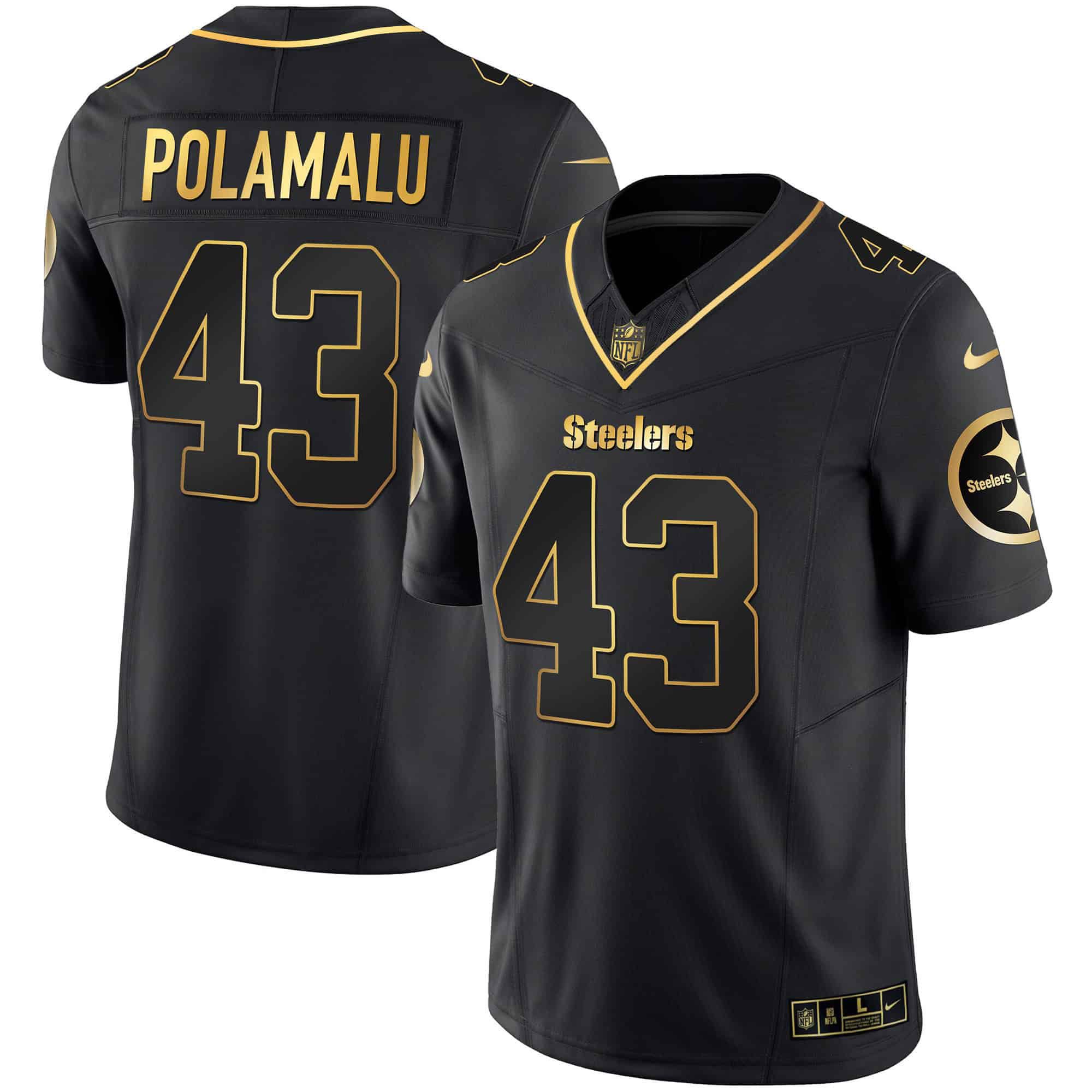 Men Pittsburgh Steelers #43 Polamalu Black Gold 2024 Nike Vapor Limited NFL Jersey style 2->indianapolis colts->NFL Jersey